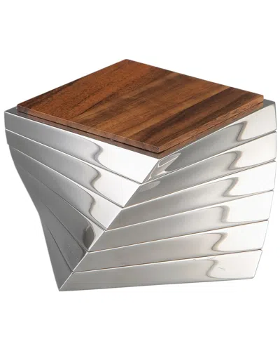 Nambe Twist Coasters (set Of 6) In Silver