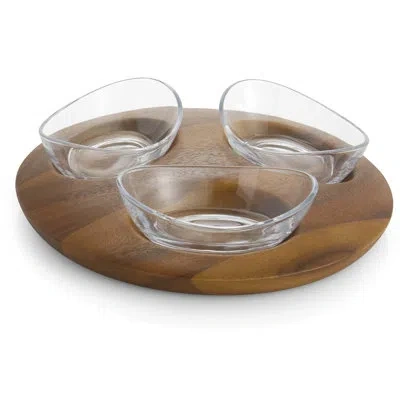 Nambe Vie Triple Snack Set In Brown;clear