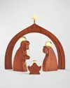 Nambe Wood Holy Family With Creche Christmas Decoration In Brown