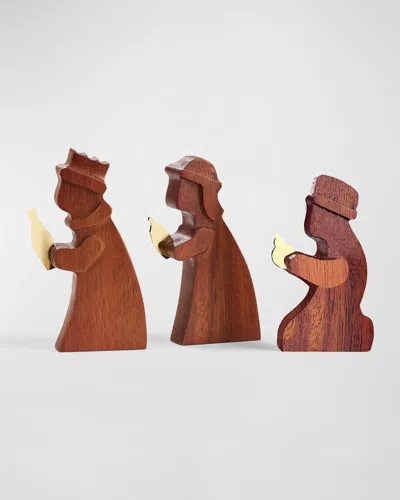Nambe Wood Wisemen Christmas Decoration In Brown