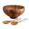 Nambe Yaro Medium Salad Bowl With Servers In Acacia