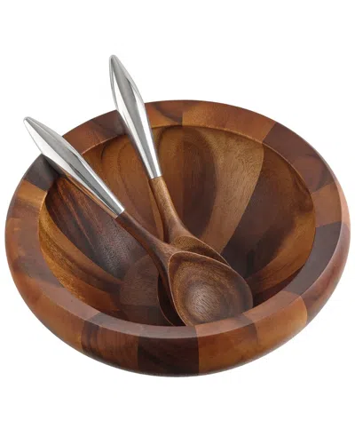 Nambe Yaro Salad Bowl With Servers In Brown