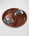 Nambe Yin Yang Chip And Dip Set, 4 Pieces In Brown