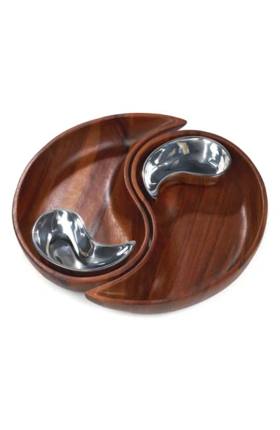 Nambe Yin-yang Chip & Dip Server In Brown