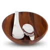 Nambe Yin Yang Salad Bowl With Servers, Set Of 3 In Brown