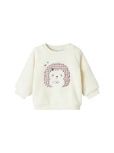 Name It® Baby Teddy Long Sleeve Sweatshirt Cream In Grey