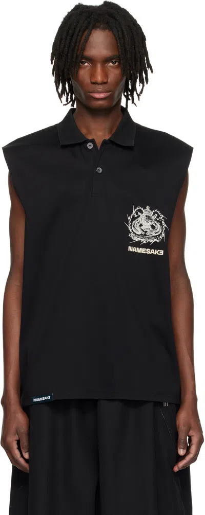 Namesake Black Richard Muscle Polo In Euphoric Black