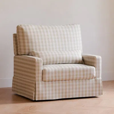 Namesake Crawford Pillowback Chair And A Half Upholstered Swivel Glider In Brown