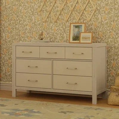 Namesake Eloise 7-drawer Assembled Dresser In White Driftwood,performance Pearl Eco-weave