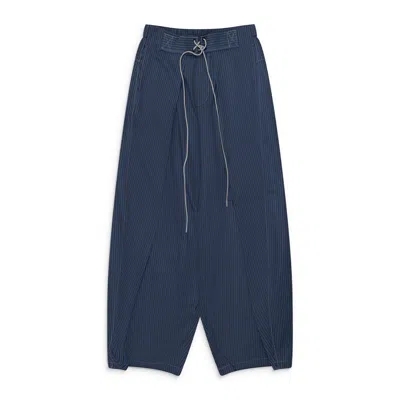 Namesake Folding Wide Swim Trousers Royal Stripe Blue In L