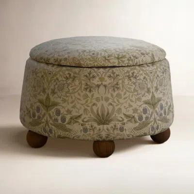 Namesake Morris & Co. X  Tuffet Storage Ottoman In Strawberry Thief In Fig&thyme