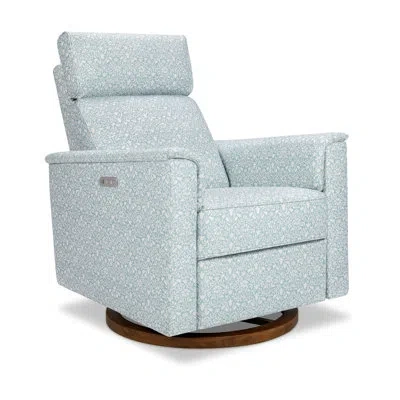Namesake Morris & Co. X  Willa Plus Power Recliner In Bellflowers In Powdered Blue Performance