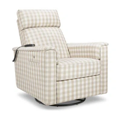 Namesake Willa Deluxe Power Recliner And Swivel Glider With Heat And Massage In Tan Gingham