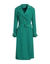 Nam-myo Woman Overcoat & Trench Coat Emerald Green Size 8 Polyester, Elastane In Green