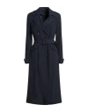 Nam-myo Woman Overcoat & Trench Coat Midnight Blue Size 12 Polyester, Elastane