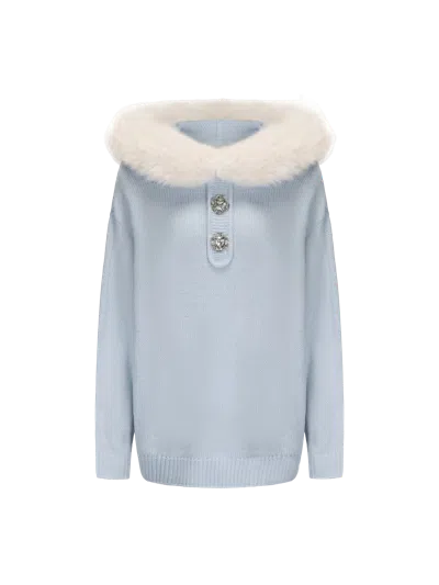 Nana Jacqueline Ava Fur Sweatshirt (blue)