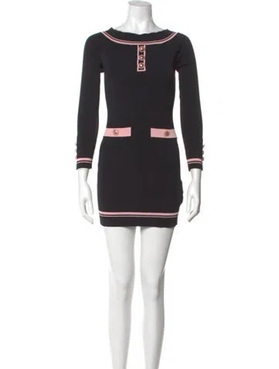 Pre-owned Nana Jacqueline Colorblock Pattern Mini Dress In Black