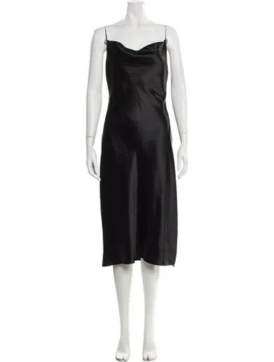 Pre-owned Nana Jacqueline Cowl Neck Knee-length Dress In Black