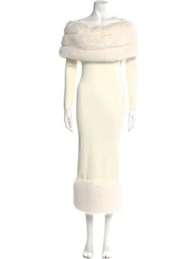 Pre-owned Nana Jacqueline Cowl Neck Long Dress In Neutral