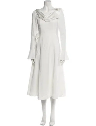 Pre-owned Nana Jacqueline Cowl Neck Long Dress In White