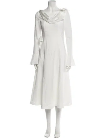 Pre-owned Nana Jacqueline Cowl Neck Long Dress In White