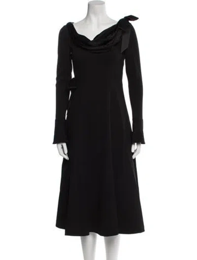 Pre-owned Nana Jacqueline Cowl Neck Midi Length Dress In Black