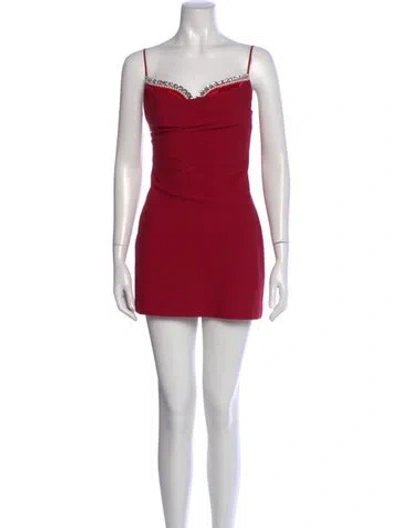 Pre-owned Nana Jacqueline Cowl Neck Mini Dress In Red