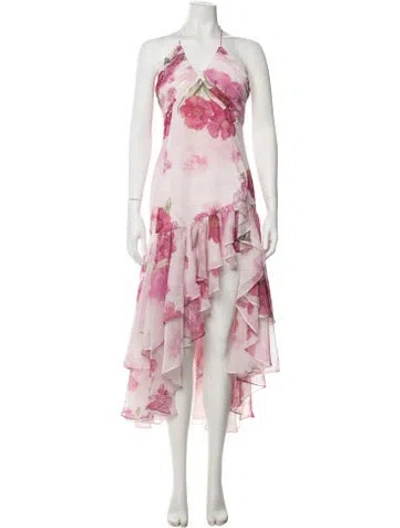 Pre-owned Nana Jacqueline Floral Print Long Dress In Pink
