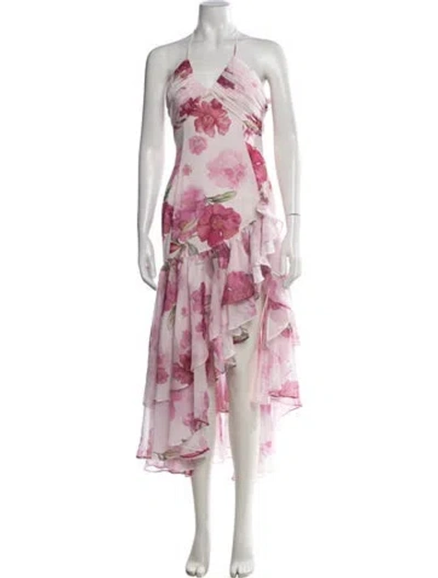 Pre-owned Nana Jacqueline Floral Print Long Dress W/ Tags In Pink