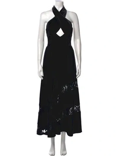 Pre-owned Nana Jacqueline Halterneck Long Dress In Black