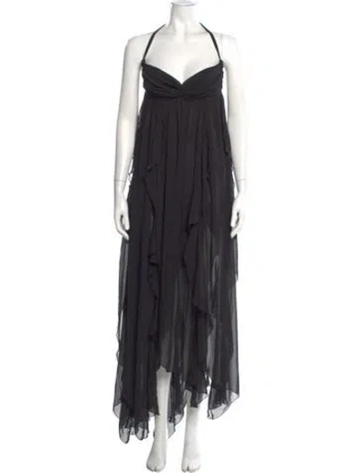 Pre-owned Nana Jacqueline Halterneck Long Dress In Black