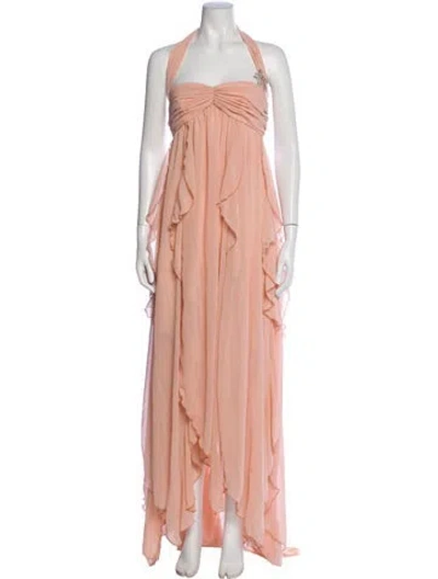 Pre-owned Nana Jacqueline Halterneck Long Dress In Pink