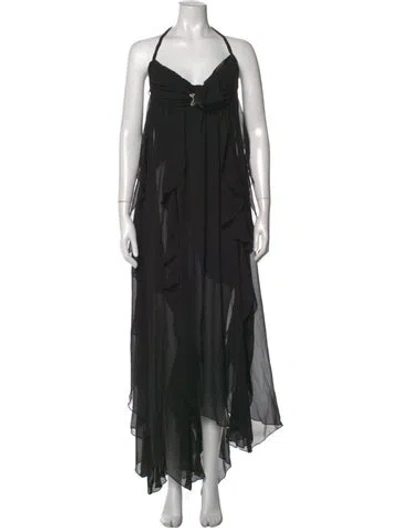 Pre-owned Nana Jacqueline Halterneck Long Dress W/ Tags In Black