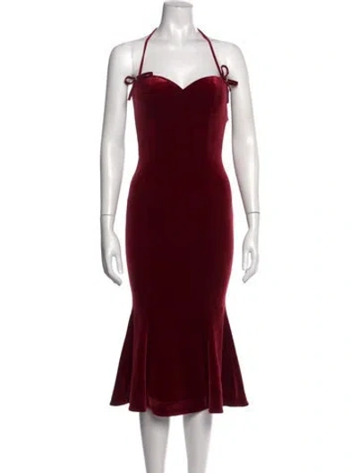 Pre-owned Nana Jacqueline Halterneck Midi Length Dress W/ Tags In Multi