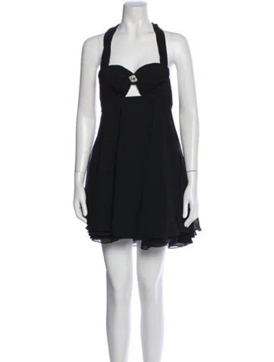 Pre-owned Nana Jacqueline Halterneck Mini Dress In Black