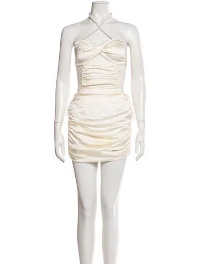 Pre-owned Nana Jacqueline Halterneck Mini Dress In Neutral