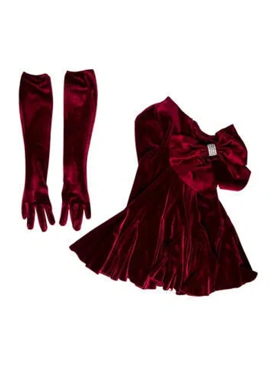 Pre-owned Nana Jacqueline Includes Gloves Mini Dress W/ Tags In Red