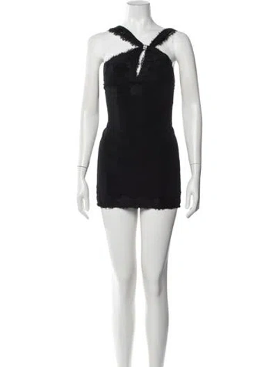 Pre-owned Nana Jacqueline Lace Pattern Mini Dress In Black
