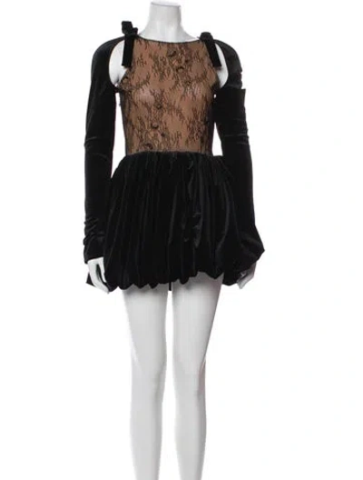 Pre-owned Nana Jacqueline Lace Pattern Mini Dress In Black