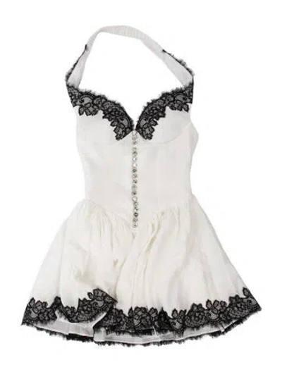Pre-owned Nana Jacqueline Lace Pattern Mini Dress W/ Tags In White
