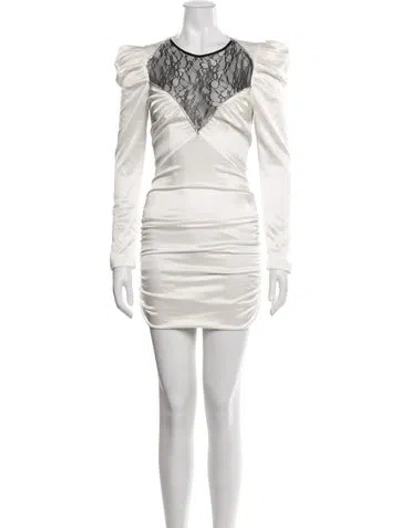 Pre-owned Nana Jacqueline Lace Pattern Mini Dress In White