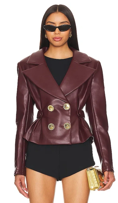 Nana Jacqueline Mirabel Faux Leather Jacket In 棕色