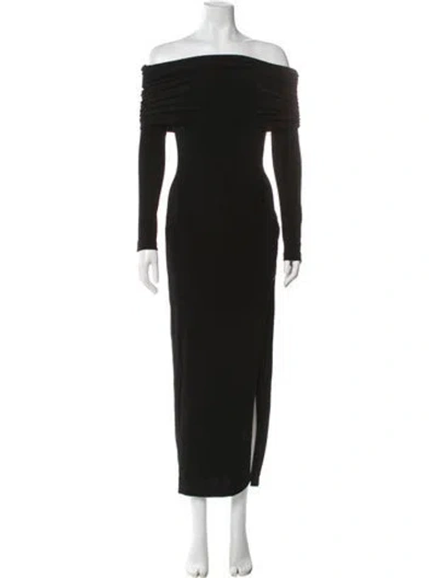 Pre-owned Nana Jacqueline Off-the-shoulder Long Dress In Black