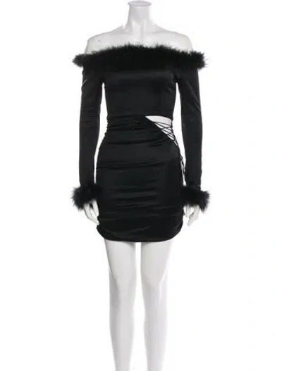 Pre-owned Nana Jacqueline Off-the-shoulder Mini Dress In Black