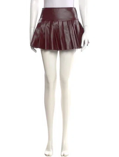 Pre-owned Nana Jacqueline Pleated Accents Mini Skirt In Burgundy