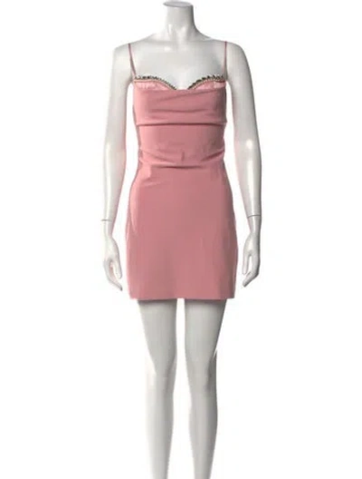 Pre-owned Nana Jacqueline Plunge Neckline Mini Dress In Pink
