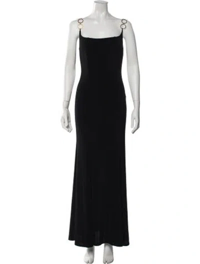 Pre-owned Nana Jacqueline Square Neckline Long Dress In Black