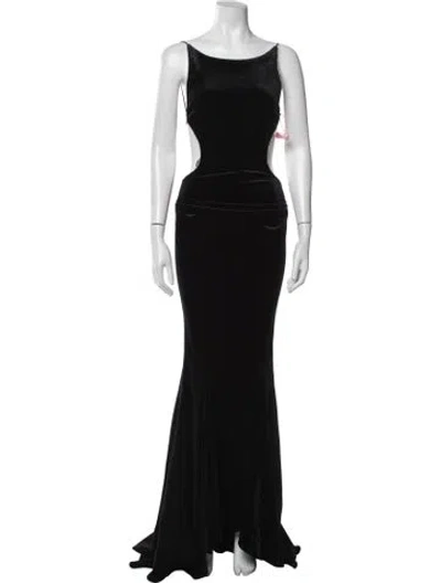 Pre-owned Nana Jacqueline Square Neckline Long Dress W/ Tags In Black