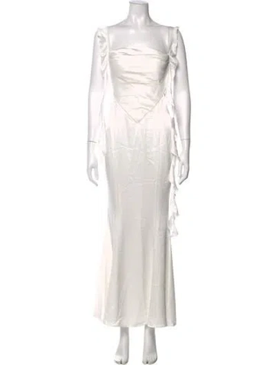 Pre-owned Nana Jacqueline Square Neckline Long Dress In White