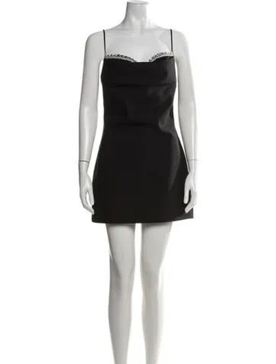 Pre-owned Nana Jacqueline Square Neckline Mini Dress In Black